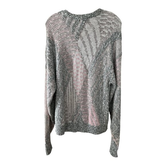 Vtg J.J. Blu Women’s M Sweater Pink Gray Abstract Knit 90s Made in USA - Picture 3 of 5